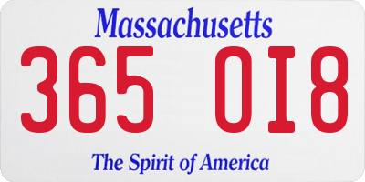 MA license plate 365OI8