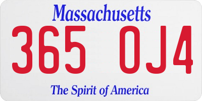 MA license plate 365OJ4