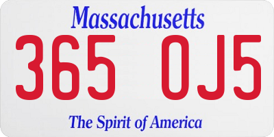 MA license plate 365OJ5
