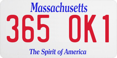 MA license plate 365OK1