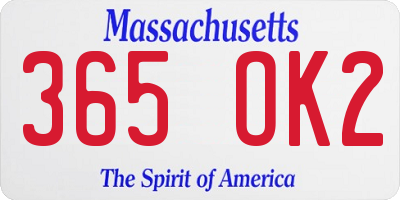 MA license plate 365OK2