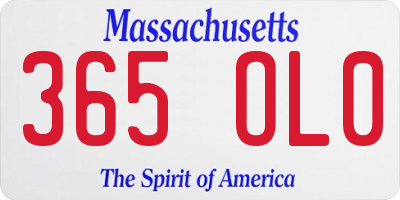 MA license plate 365OL0