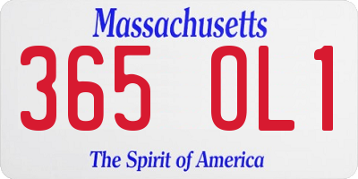 MA license plate 365OL1