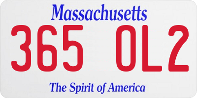 MA license plate 365OL2