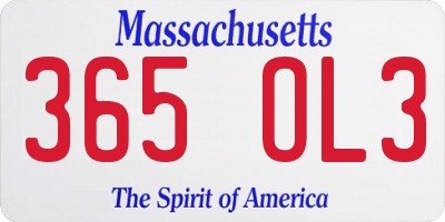 MA license plate 365OL3