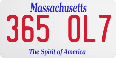 MA license plate 365OL7
