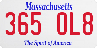 MA license plate 365OL8