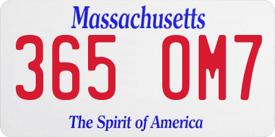 MA license plate 365OM7