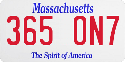 MA license plate 365ON7