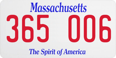 MA license plate 365OO6