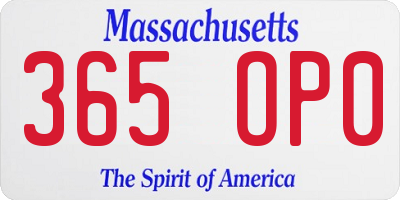 MA license plate 365OP0