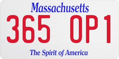 MA license plate 365OP1