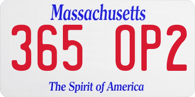 MA license plate 365OP2