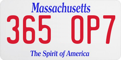 MA license plate 365OP7