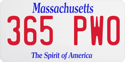 MA license plate 365PW0