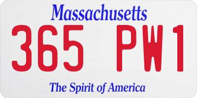 MA license plate 365PW1