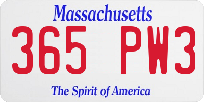 MA license plate 365PW3