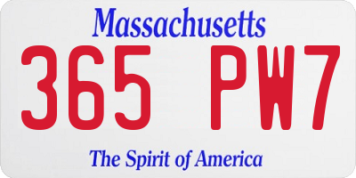 MA license plate 365PW7