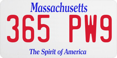MA license plate 365PW9