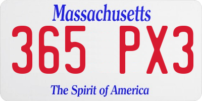 MA license plate 365PX3