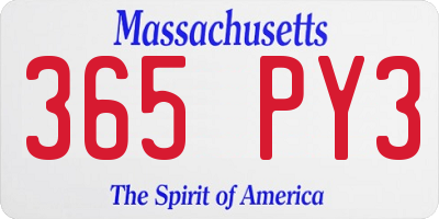 MA license plate 365PY3