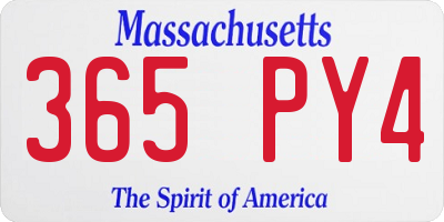 MA license plate 365PY4