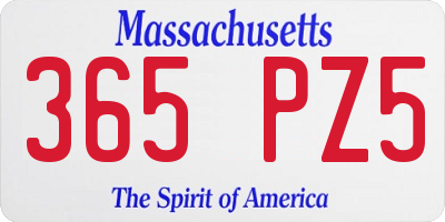 MA license plate 365PZ5