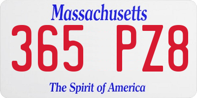 MA license plate 365PZ8