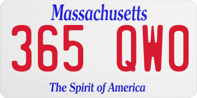 MA license plate 365QW0