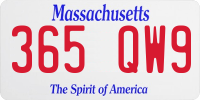 MA license plate 365QW9