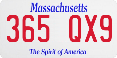MA license plate 365QX9