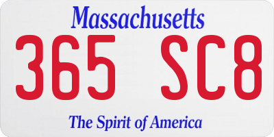 MA license plate 365SC8