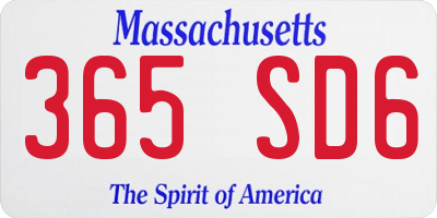 MA license plate 365SD6