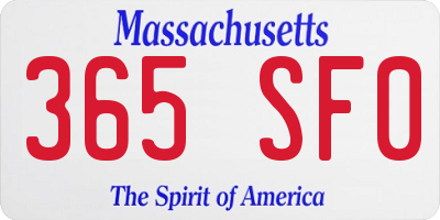 MA license plate 365SF0