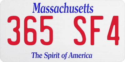 MA license plate 365SF4