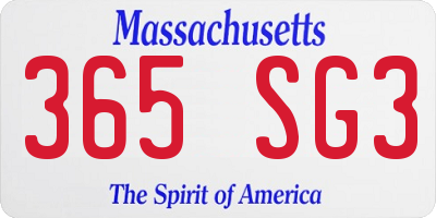 MA license plate 365SG3