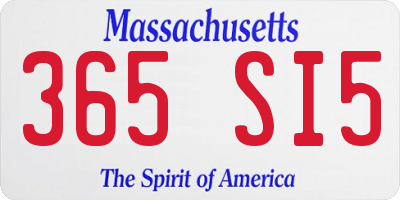 MA license plate 365SI5