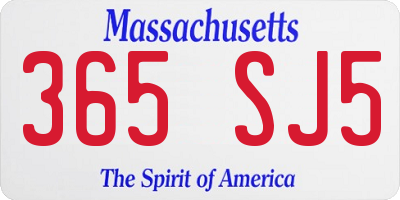 MA license plate 365SJ5
