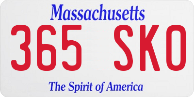 MA license plate 365SK0