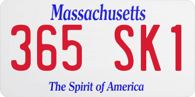 MA license plate 365SK1