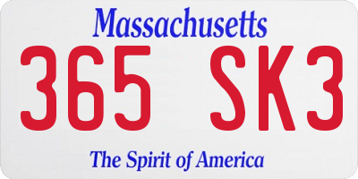 MA license plate 365SK3