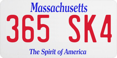 MA license plate 365SK4