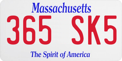 MA license plate 365SK5