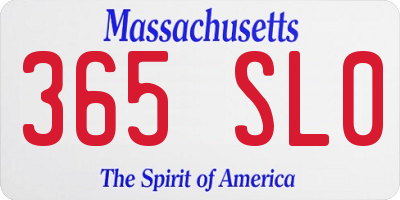 MA license plate 365SL0