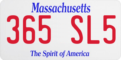 MA license plate 365SL5