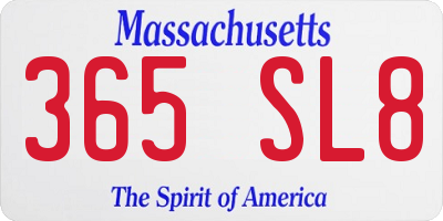 MA license plate 365SL8