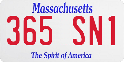 MA license plate 365SN1