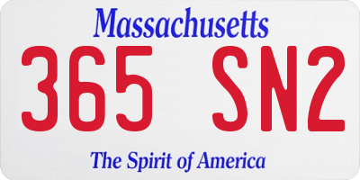 MA license plate 365SN2