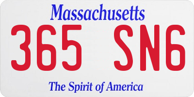 MA license plate 365SN6