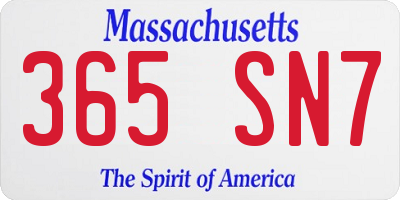 MA license plate 365SN7